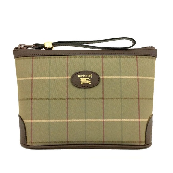 Authentic Burberrys Check Canvas Cosmetic Pouch Bag EUC - Picture 8 of 9